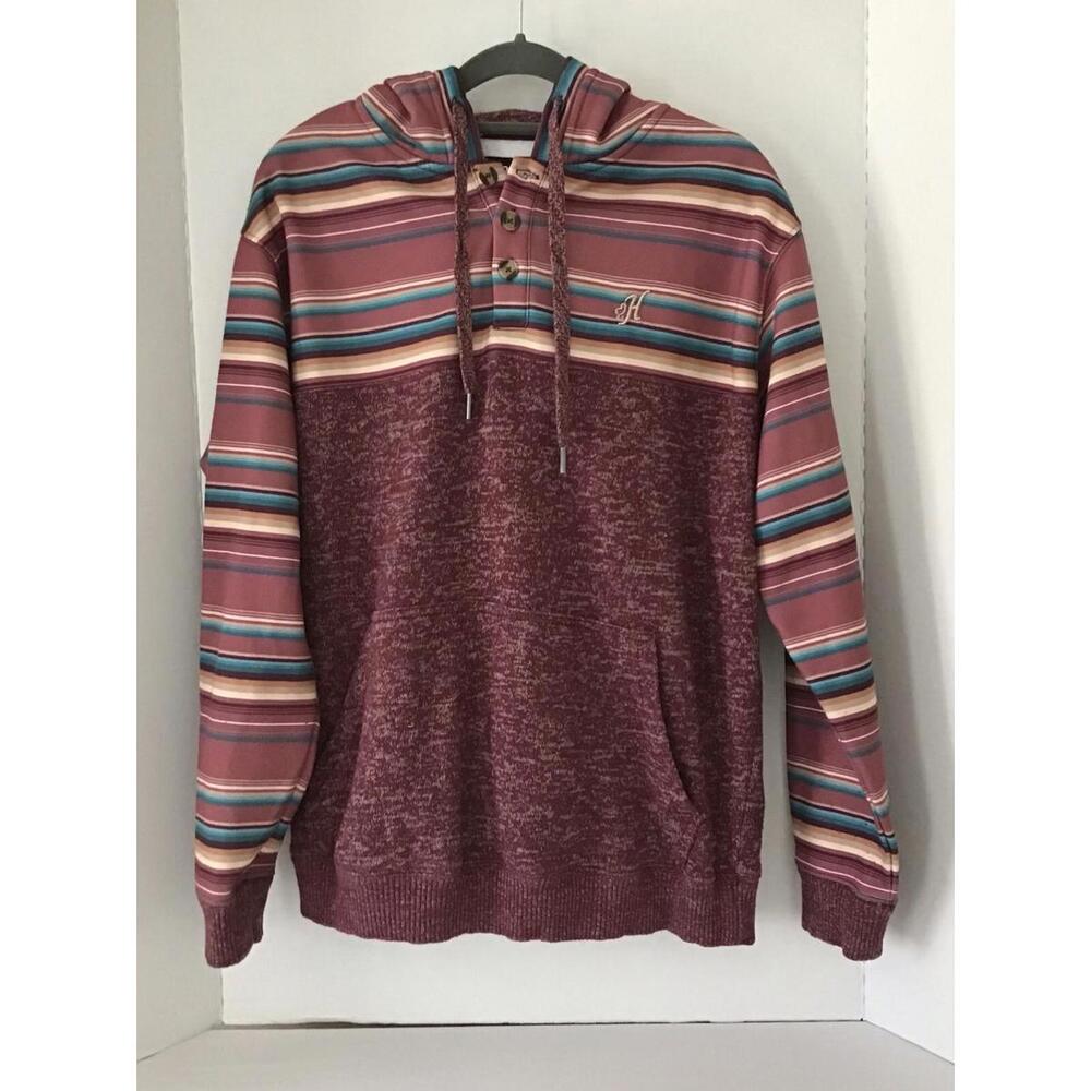 HOOEY Maroon Hoody with Multi Color Serape Pattern Ladies Size M